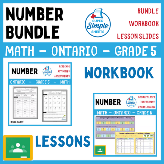 Number Unit - Grade 5 - Ontario Math - Lesson/Workbook Bundle