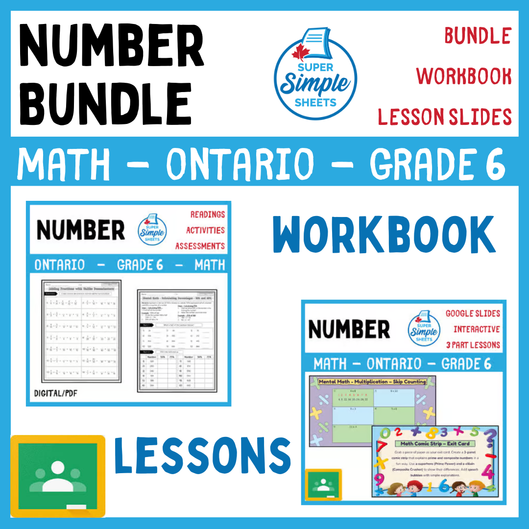 Number Unit - Grade 6 - Ontario Math - Lesson/Workbook Bundle – Super ...