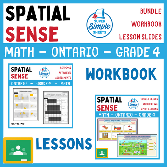 Grade 4 - Spatial Sense Unit - Ontario Math - Lesson/Workbook Bundle
