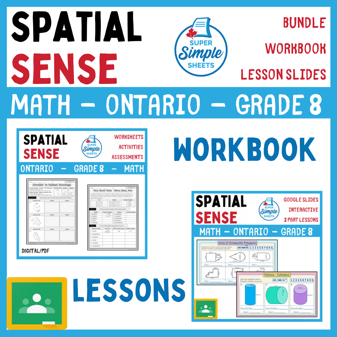 Grade 8 - Spatial Sense Unit - Ontario Math - Lesson/Workbook Bundle