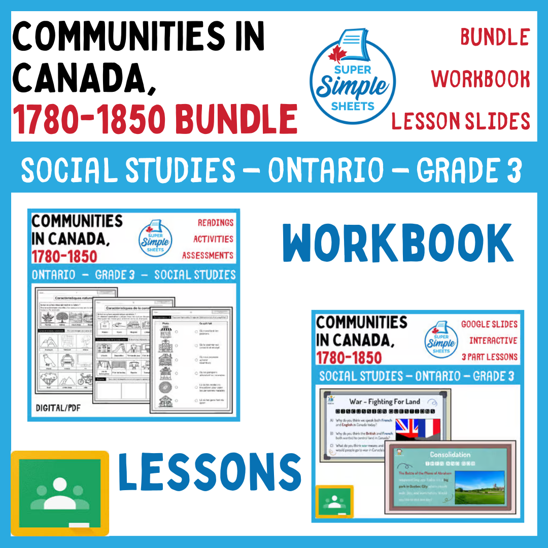 Communities In Canada, 1780–1850 - Ontario Social Studies Grade 3 - Bundle