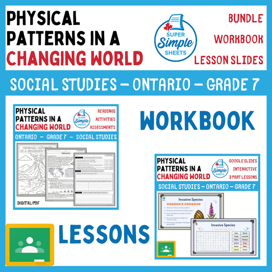 Grade 7 - Physical Patterns in a Changing World - Ontario Geography - Lessons/Workbook Bundle