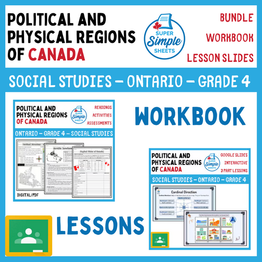 Political & Physical Regions of Canada - Ontario Social Studies - Grade 4 Bundle