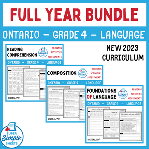 Ontario Grade 4 Language - FULL YEAR BUNDLE - NEW 2023 Curriculum