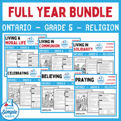 Ontario Catholic Religion - Grade 5 Full Year Bundle