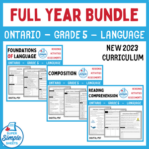 Ontario Grade 5 Language - FULL YEAR BUNDLE - NEW 2023 Curriculum