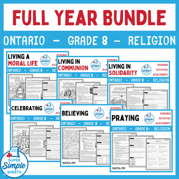 Ontario Catholic Religion - Grade 8 Full Year Bundle