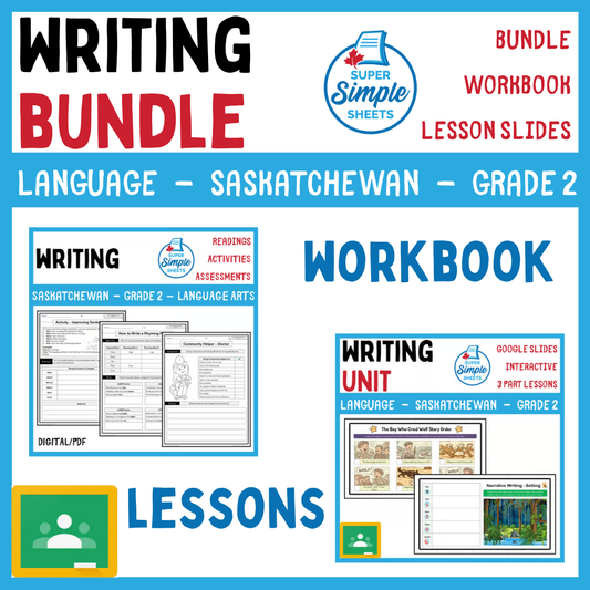 Grade 2 - Writing Unit - Saskatchewan Language - Lesson/Workbook Bundle