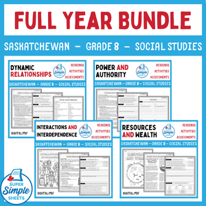 Saskatchewan - Grade 8 - Social Studies - FULL YEAR BUNDLE