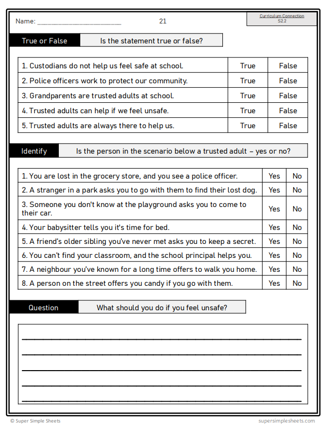 Safety - Grade 2 - Alberta Health and Wellness - Lessons/Workbook Bundle