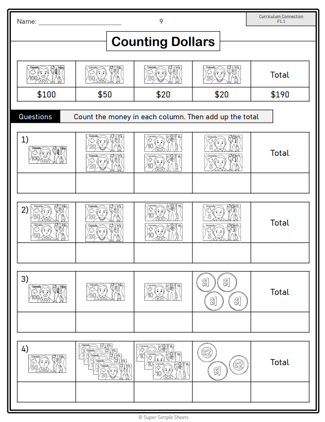 Grade 2 - Financial Literacy Unit - Ontario Math - Lesson/Workbook Bundle
