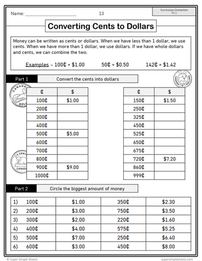 Grade 3 - Financial Literacy Unit - Ontario Math - Lesson/Workbook Bundle