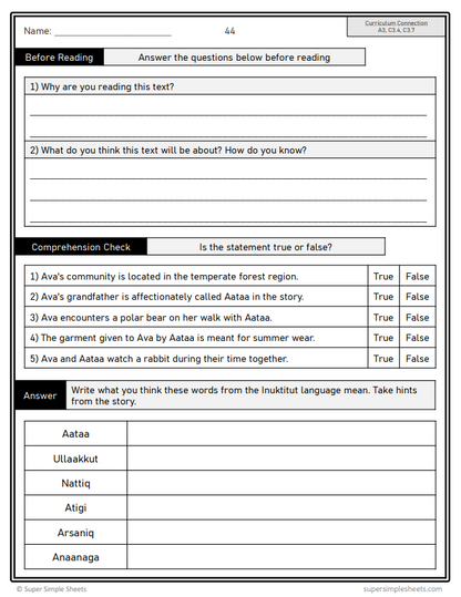 Grade 8 - Reading Comprehension Unit - Ontario Language - Lesson/Workbook Bundle