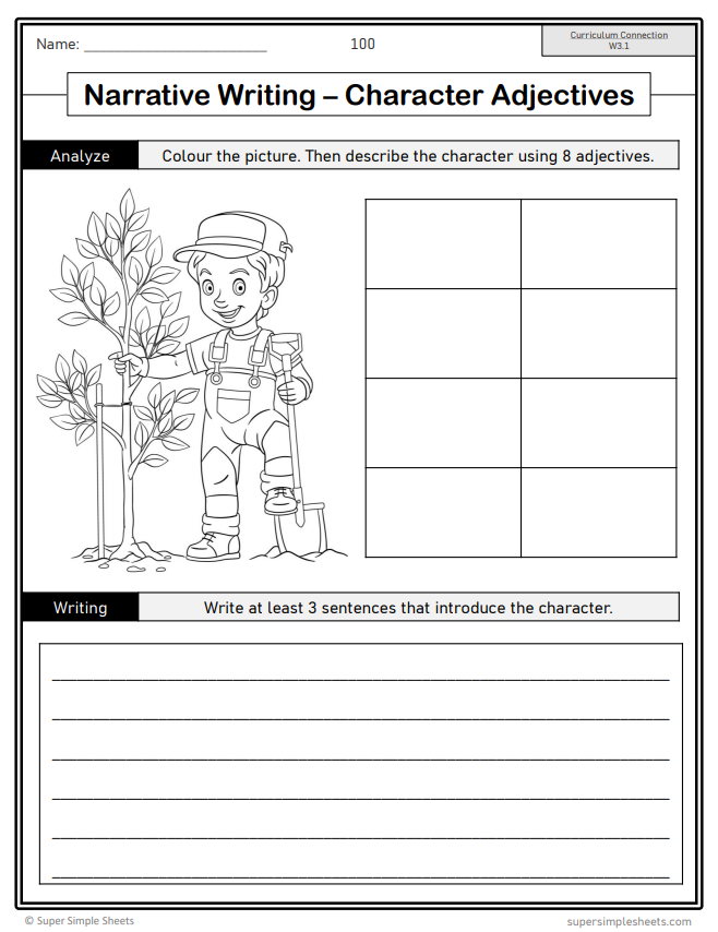 Grade 3 - Composition (Writing) Unit - BC Language - Lesson/Workbook Bundle