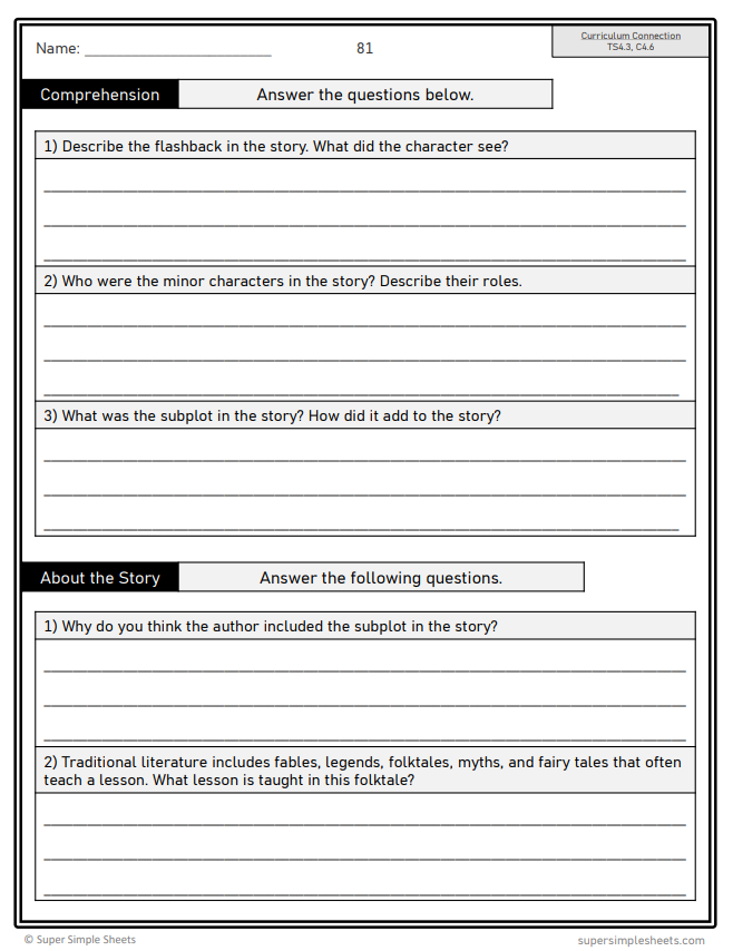 Grade 4 - Reading Comprehension Unit - Alberta Language - Lesson/Workbook Bundle