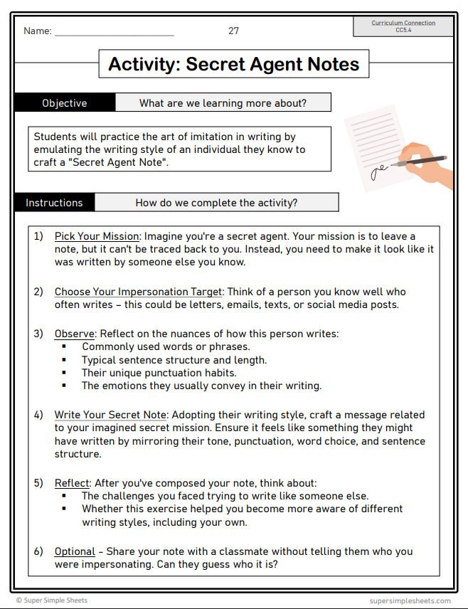 Grade 5 - Writing Unit - Saskatchewan Language - Lesson/Workbook Bundle
