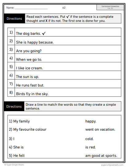 Grade 1 - Writing Unit - Manitoba Language - Lesson/Workbook Bundle