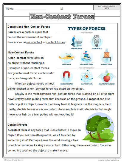 Grade 4 - Energy Non-Contact Forces - Alberta Science - Lesson/Workbook Bundle