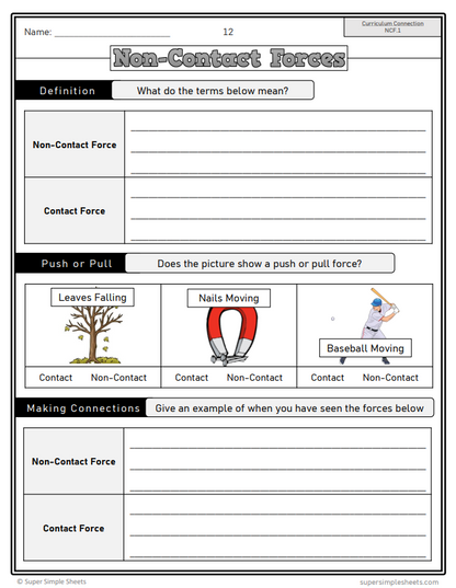 Grade 4 - Energy Non-Contact Forces - Alberta Science - Lesson/Workbook Bundle