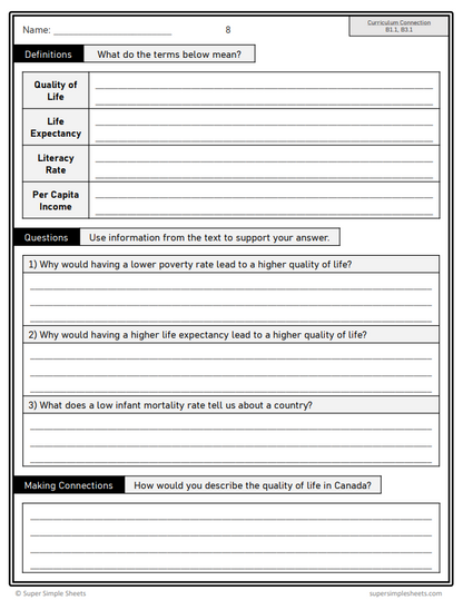 Grade 8 - Economic Development and Quality of Life - Ontario Geography Bundle