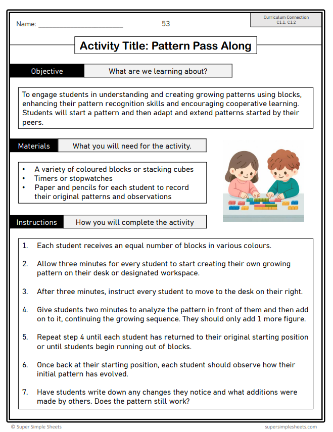 Grade 2 - Algebra - Patterns, Equations - Ontario Math - Lesson/Workbook Bundle
