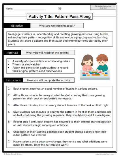 Grade 2 - Algebra - Patterns, Equations - Ontario Math - Lesson/Workbook Bundle