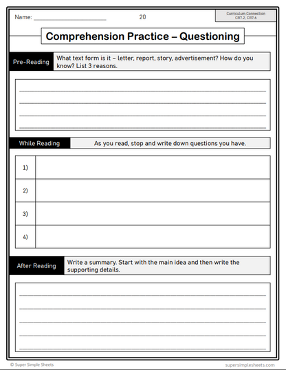 Grade 7 - Reading Comprehension - Saskatchewan Language - Lesson/Workbook Bundle