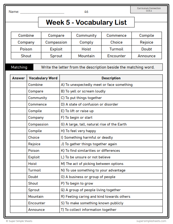 Grade 5 - Conventions & Vocabulary - Saskatchewan Language - Lesson/Work Bundle