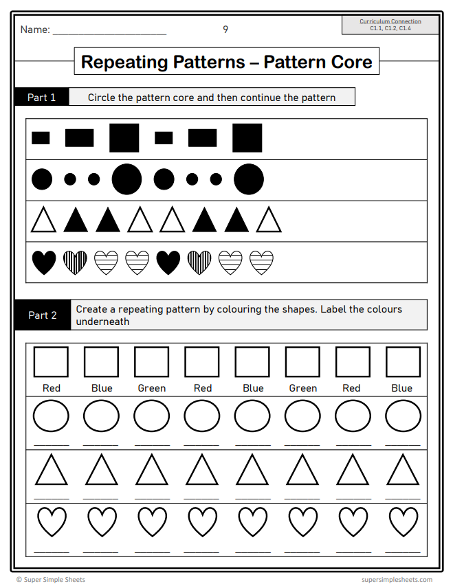 Grade 3 - Algebra - Patterns, Equations - Ontario Math - Lesson/Workbook Bundle