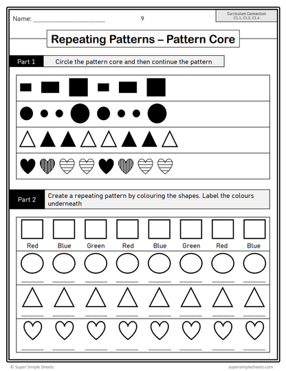 Grade 3 - Algebra - Patterns, Equations - Ontario Math - Lesson/Workbook Bundle