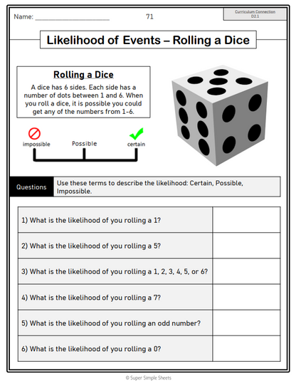 Grade 1 - Data Literacy and Probability - Ontario Math - Lesson/Workbook Bundle