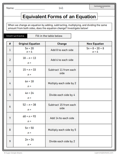 Grade 7 - Patterning and Equations Unit - BC Math - Lesson/Workbook Bundle
