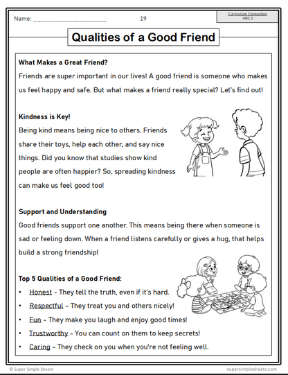 Healthy Relationships - Grade 2 - Alberta Health - Lessons/Workbook Bundle