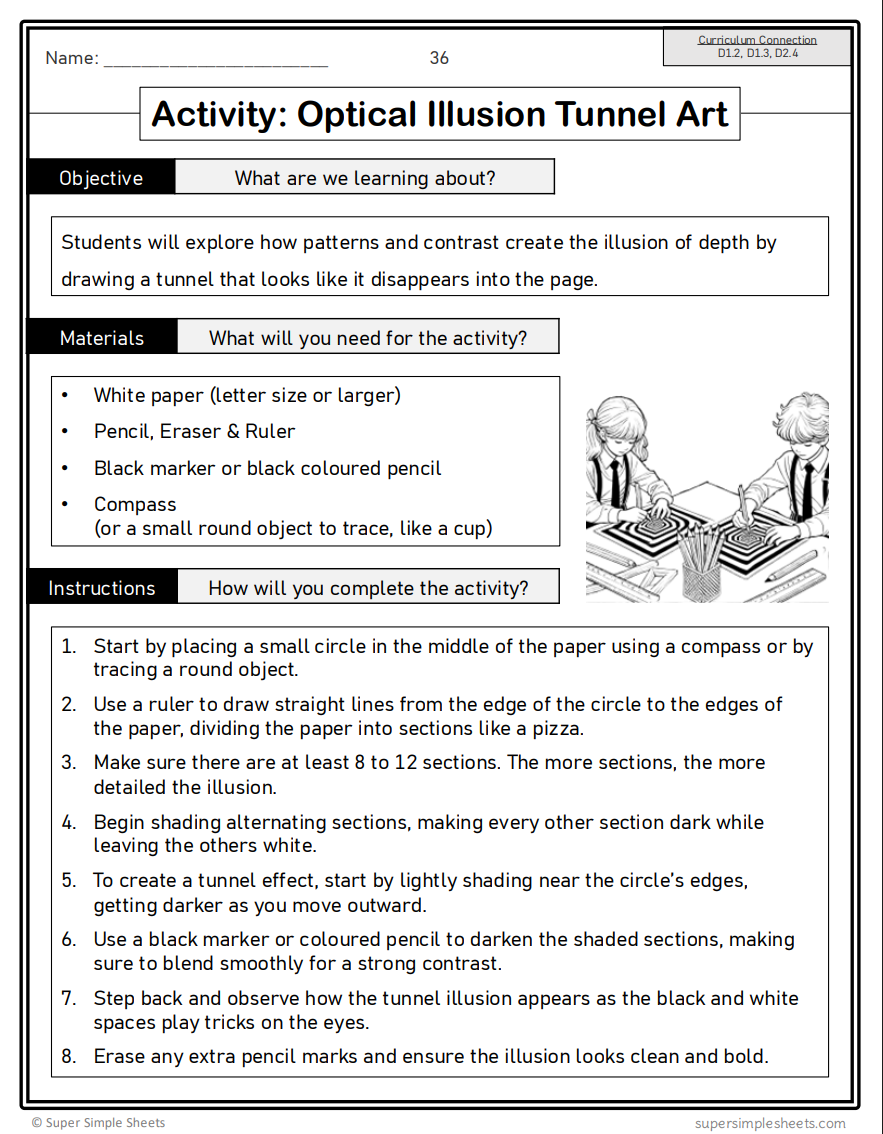 Ontario Arts Curriculum Grade 4 - Visual Arts – Super Simple Sheets