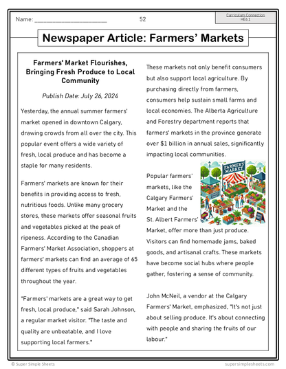 Healthy Eating - Grade 6 - Alberta Health and Wellness - Lessons/Workbook Bundle