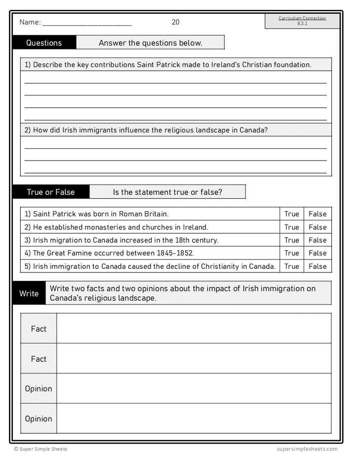 Manitoba - Grade 8 Social Studies - FULL YEAR BUNDLE – Super Simple Sheets