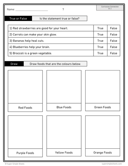 Grade 1 - Healthy Eating - Ontario Health - Lessons/Workbook Bundle