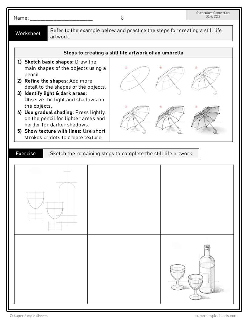 Ontario Arts Curriculum Grade 7 - Visual Arts – Super Simple Sheets
