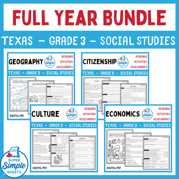 Texas - Grade 3 Social Studies - FULL YEAR BUNDLE