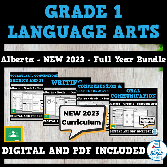 Alberta Grade 1 Language Arts ELA - FULL YEAR BUNDLE - NEW 2023 Curriculum