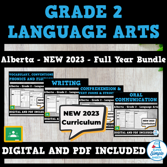 Alberta Grade 2 Language Arts ELA - FULL YEAR BUNDLE - NEW 2023 Curriculum