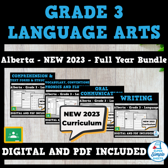 Alberta Grade 3 Language Arts ELA - FULL YEAR BUNDLE - NEW 2023 Curriculum