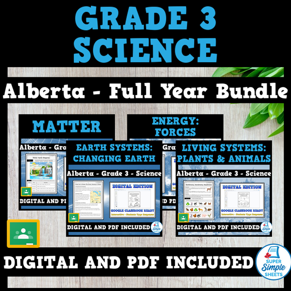 Science - Alberta Grade 3 - FULL YEAR BUNDLE - NEW 2023 CURRICULUM