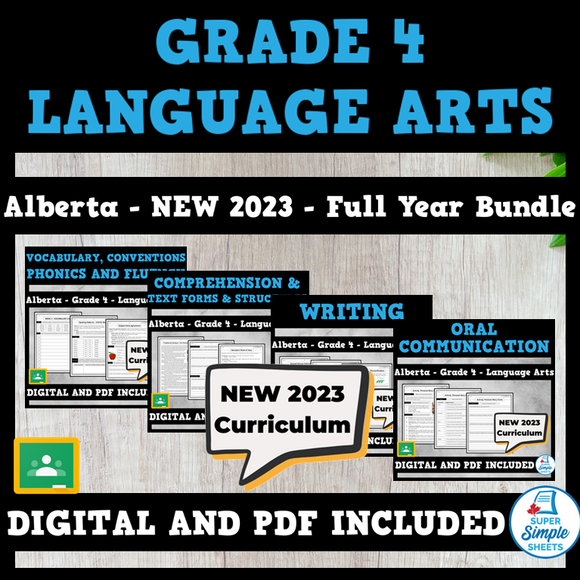 Alberta Grade 4 Language Arts ELA - FULL YEAR BUNDLE - NEW 2023 Curriculum