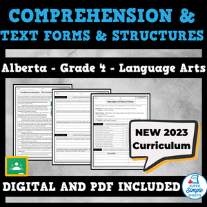 NEW 2023 Alberta Language ELA - Grade 4 - Comprehension, Text Forms & Structures