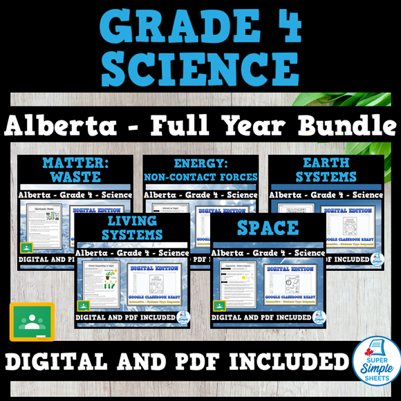 Science - Alberta Grade 4 - FULL YEAR BUNDLE - NEW 2023 Curriculum