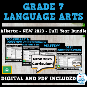 Alberta Grade 7 Language Arts ELA - FULL YEAR BUNDLE - NEW 2023 Curriculum