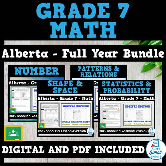Alberta Grade 7 Full Year Bundle - Math - GOOGLE AND PDF