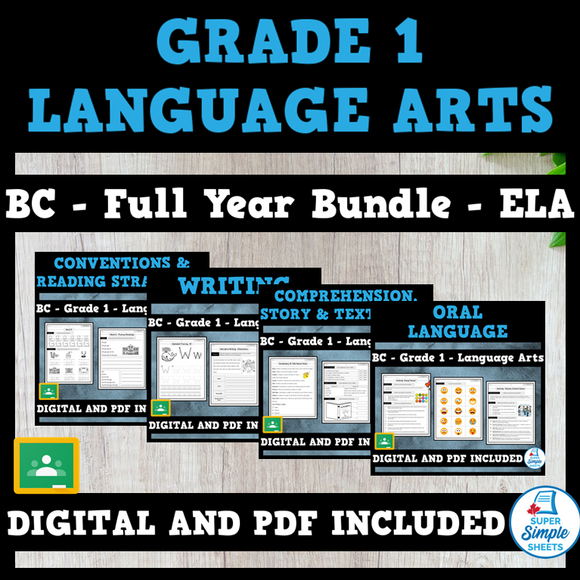 BC Grade 1 Language Arts ELA - FULL YEAR BUNDLE