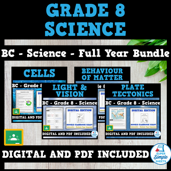 Science - BC Grade 8 - FULL YEAR BUNDLE